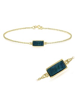 Gold Plated Malachite Silver Bracelet BRS-428-GP